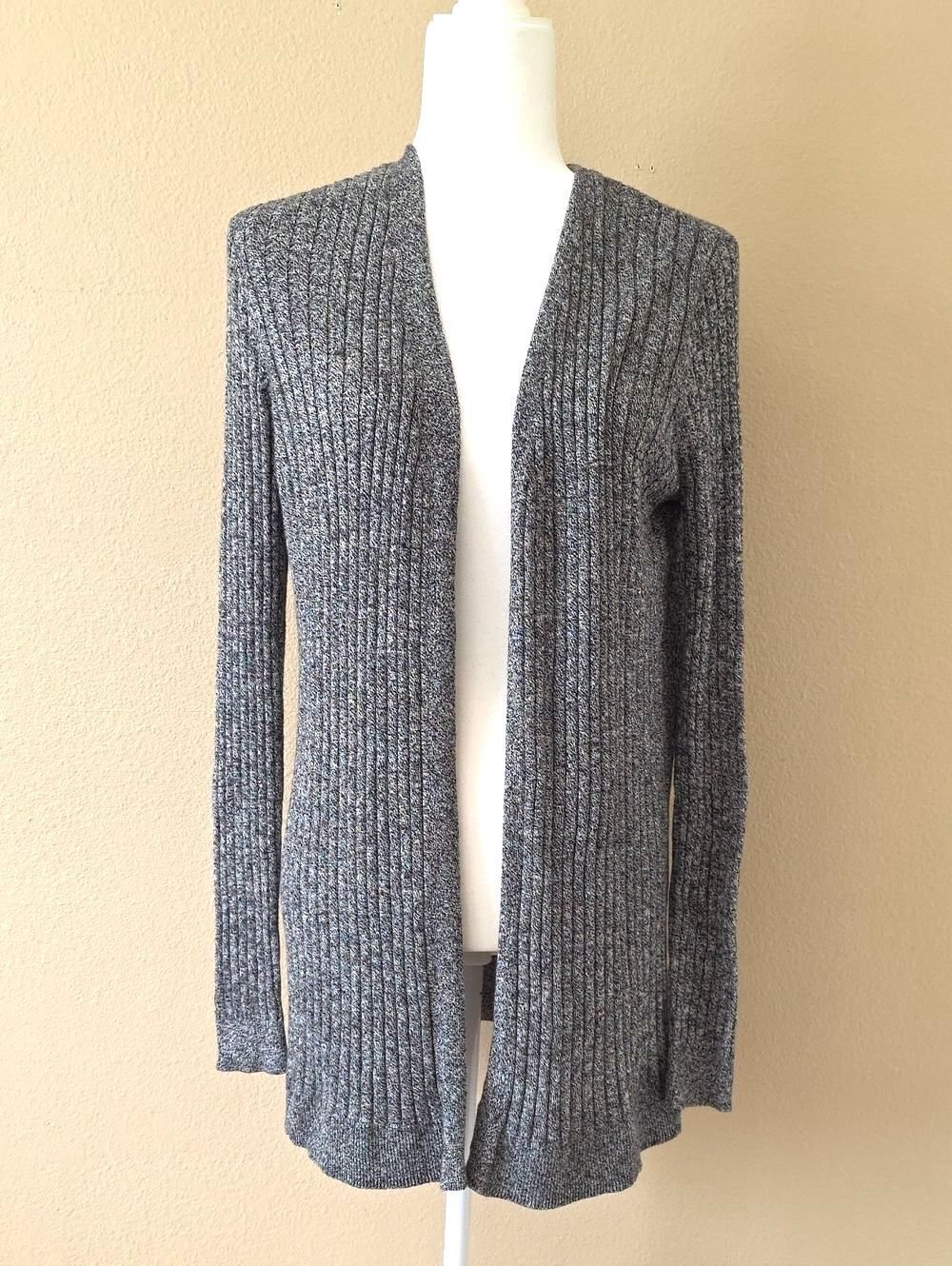 Apt 9 Womens Gray Ribbed Knit Open Front Cardigan - Size Medium